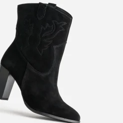 Texto Boots^Boots western à talon cuir velours NOIR