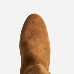 Eram Bottes^Botte à talon en cuir velours COGNAC