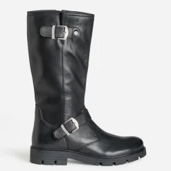 Buggy Bottes^Botte e cuir esprit motard NOIR