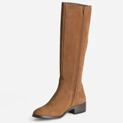 Eram Bottes^Botte camel cuir velours TAUPE