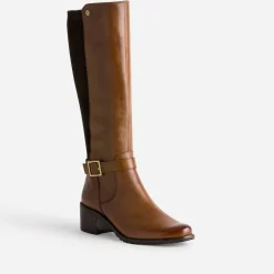 Caprice Bottes^Botte camel cuir bi matière MARRON