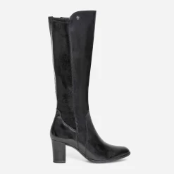 Caprice Bottes^Botte e cuir bimatière NOIR