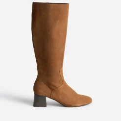 Eram Bottes^Botte cuir velours souple COGNAC