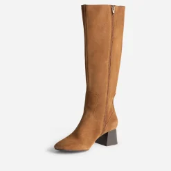 Eram Bottes^Botte cuir velours souple COGNAC