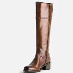 Eram Bottes^Botte en cuir forme cavalière COGNAC
