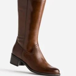 Eram Bottes^Botte en cuir forme cavalière COGNAC