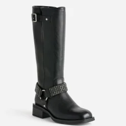 Texto Bottes^Botte de motard e bride à strass NOIR
