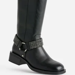 Texto Bottes^Botte de motard e bride à strass NOIR