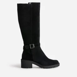 Eram Bottes^Botte esprit motard e cuir velours NOIR