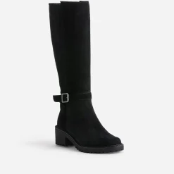 Eram Bottes^Botte esprit motard e cuir velours NOIR