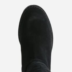 Eram Bottes^Botte esprit motard e cuir velours NOIR