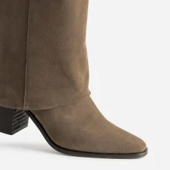 Texto Bottes^Botte fourreau cuir velours TAUPE