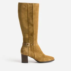Eram Bottes^Botte marron clair en cuir velours CAMEL