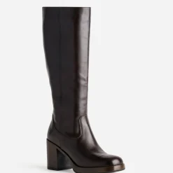 Eram Bottes^Botte en cuir esprit rétro MARRON