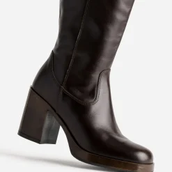 Eram Bottes^Botte en cuir esprit rétro MARRON