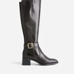Eram Bottes^Botte foncé cuir avec bride MARRON