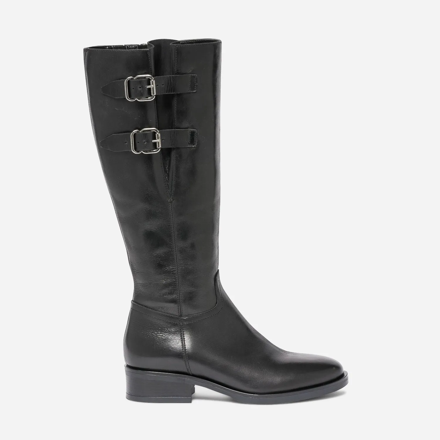 Eram Bottes^Botte e en cuir à double boucle NOIR