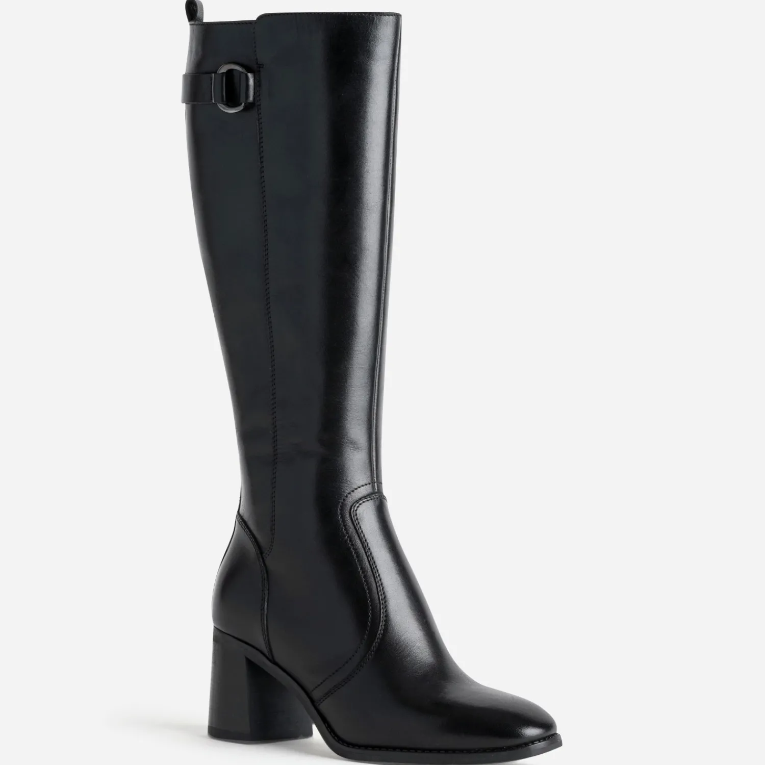 Eram Bottes^Botte e en cuir décor anneau NOIR