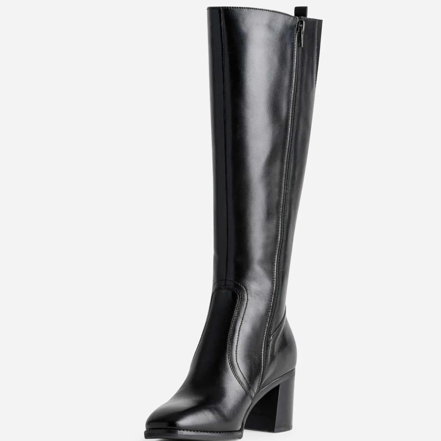 Eram Bottes^Botte e en cuir décor anneau NOIR