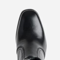 Eram Bottes^Botte e en cuir décor anneau NOIR