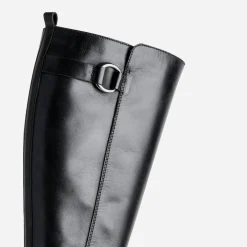 Eram Bottes^Botte e en cuir décor anneau NOIR