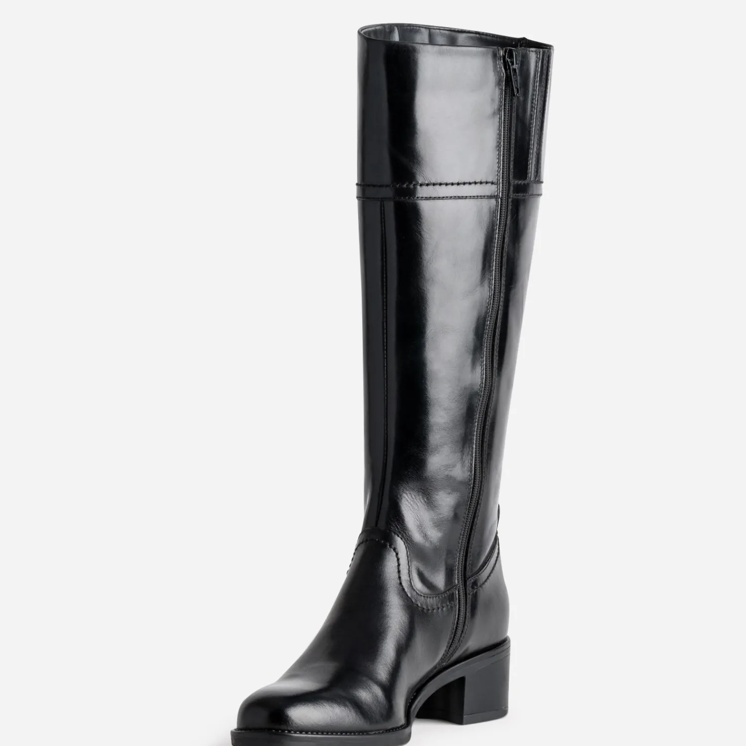 Eram Bottes^Botte e en cuir forme cavalière NOIR