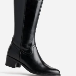Eram Bottes^Botte e en cuir forme cavalière NOIR