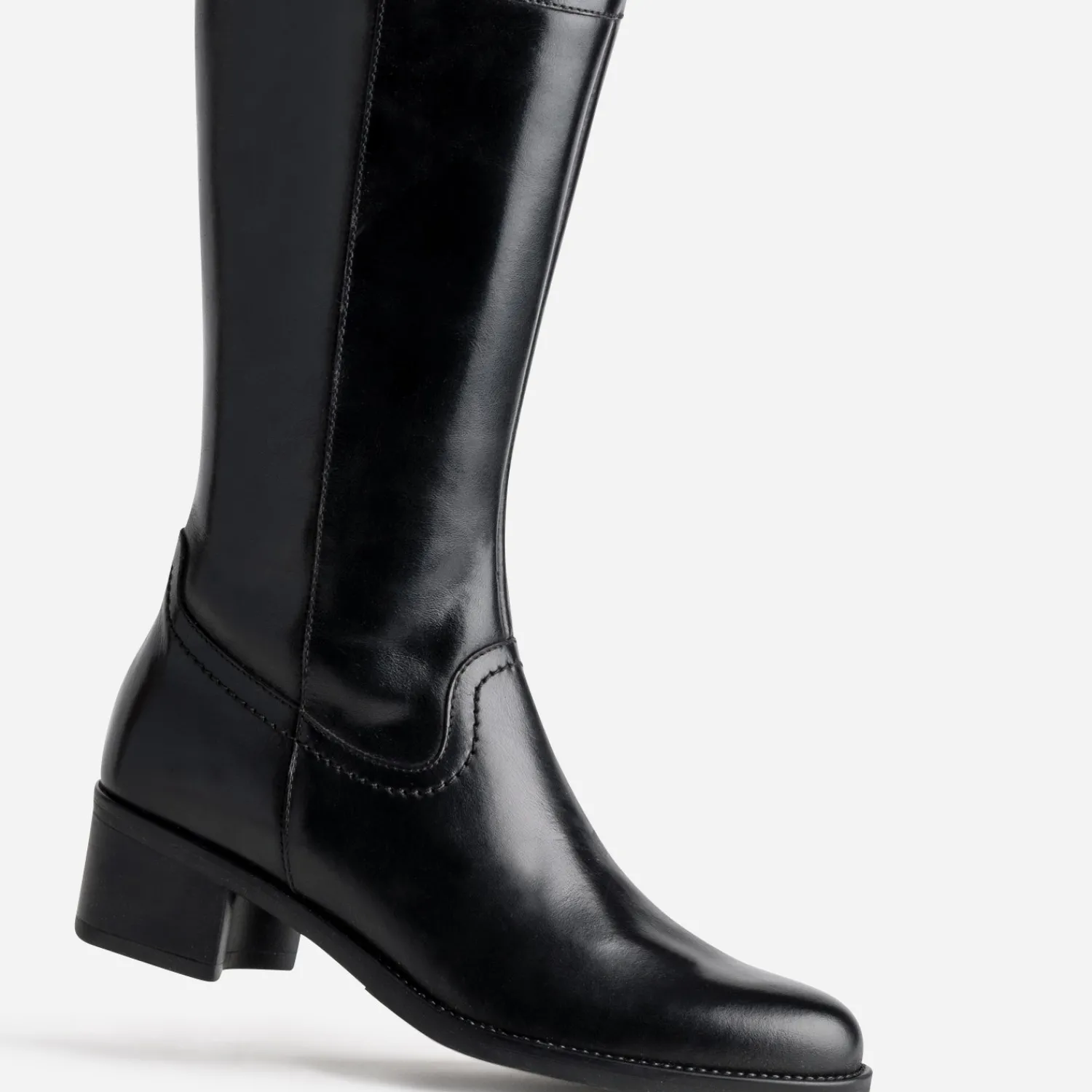 Eram Bottes^Botte e en cuir forme cavalière NOIR