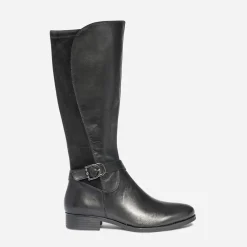 Caprice Bottes^Botte plate e en cuir NOIR