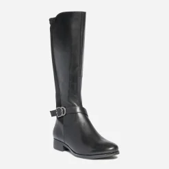 Caprice Bottes^Botte plate e en cuir NOIR