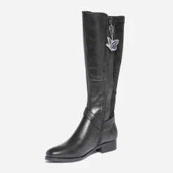 Caprice Bottes^Botte plate e en cuir NOIR