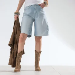 Texto Bottes^Botte santiag cuir velours ajouré TAUPE
