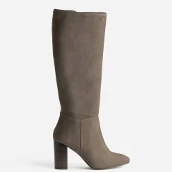 Eram Bottes^Botte taupe cuir velours MARRON