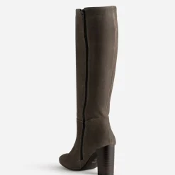 Eram Bottes^Botte taupe cuir velours MARRON