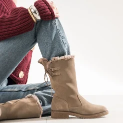 Eram Bottes^Botte taupe cuir velours fourré GRIS