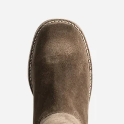 Eram Bottes^Botte cuir velours semelle effet crêpe TAUPE