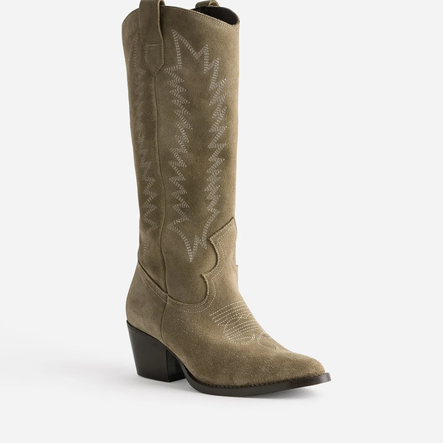 Texto Bottes^Botte cuir velours éco-conçue esprit santiag TAUPE