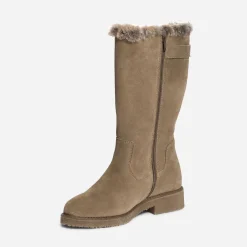 Eram Bottes^Botte taupe en cuir velours fourré BEIGE