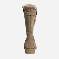 Eram Bottes^Botte taupe en cuir velours fourré BEIGE