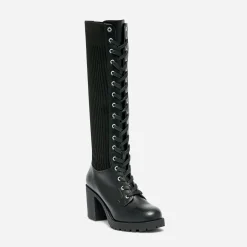 Texto Bottes^Botte e à tige en textile côtelé NOIR