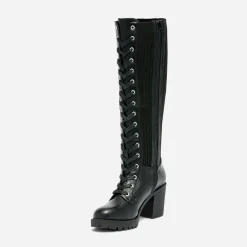 Texto Bottes^Botte e à tige en textile côtelé NOIR