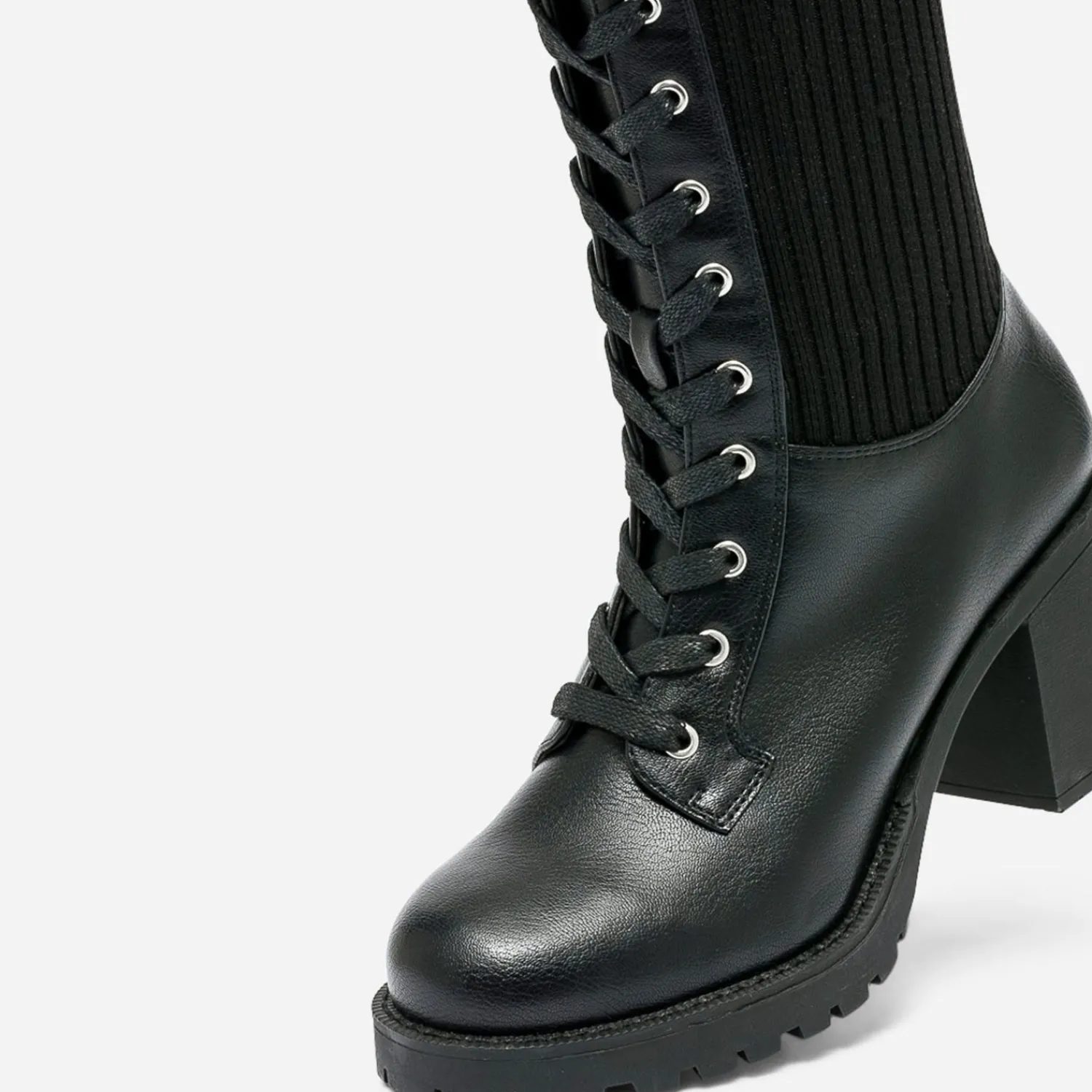 Texto Bottes^Botte e à tige en textile côtelé NOIR