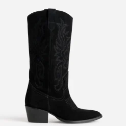 Texto Bottes^Botte e cuir velours western NOIR