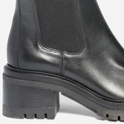 Texto Bottes^Botte e en cuir avec élastiques côtés NOIR