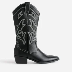 Texto Bottes^Botte e et blanche esprit santiag NOIR
