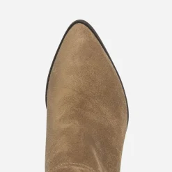 Eram Bottes^Botte TEXTO en cuir velours éco-conçu à tige plissée TAUPE