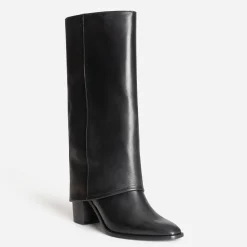 Texto Bottes^Bottes fourreau e cuir à talon NOIR