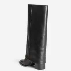 Texto Bottes^Bottes fourreau e cuir à talon NOIR