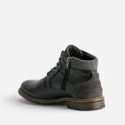 Eram Boots^Bottine à lacet e en cuir NOIR