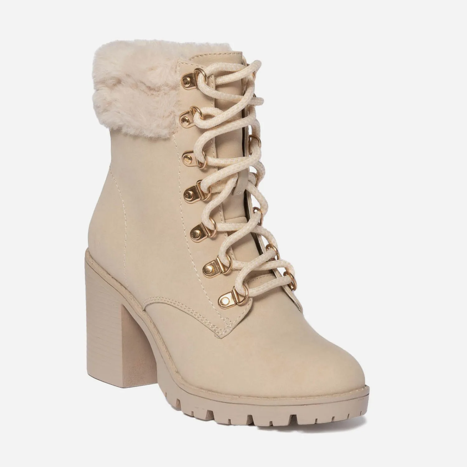 Eram Boots^Bottine à talon TEXTO esprit montagne BEIGE